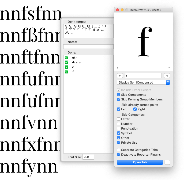Kerning Glyphs